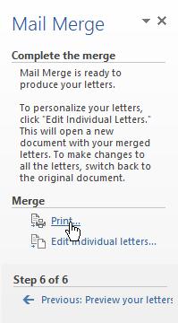 merge ऩय Click कय Step 6: Letter क print कयन क लरए Print ऩय Click कय एक ड मर ग फ क स ददख ई द ग all ऩय Click कय, कपय ok