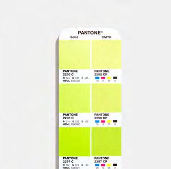 附有照明指標頁以顯示照明情況是否適合進行色彩評估色彩 快速顯現彩通專色 [Pantone Spot Colors] 與基本工業級四色印刷模擬色的接近程度 加入 294 種貼近流行與市場的平面設計新色彩 包含 2,139