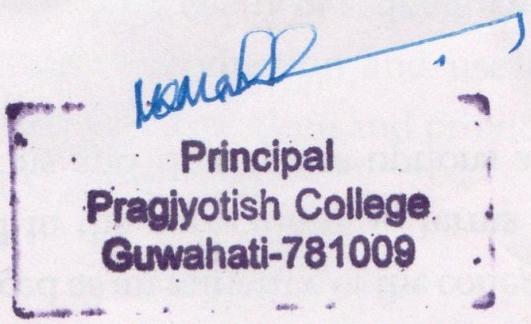OFFICE OF THE PRINCIPAL PRAGJYOTISH COLLEGE [Affiliated to Gauhati University and