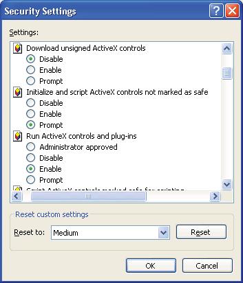 controls not marked as safe Enable or Prompt