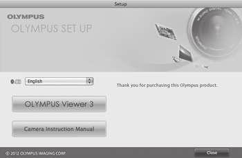 Macintosh 1 - CD-OM. Finder.,. «Setup», «Setup». 2 OLYMPUS Viewer 3.. «OLYMPUS Viewer 3».