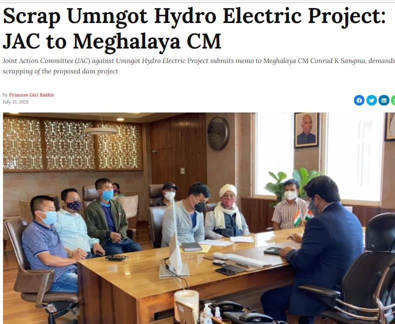 5.Which state government has recently canceled an agreement with private power producers to execute the proposed Umngot Hydroelectric Project on the Umngot River?