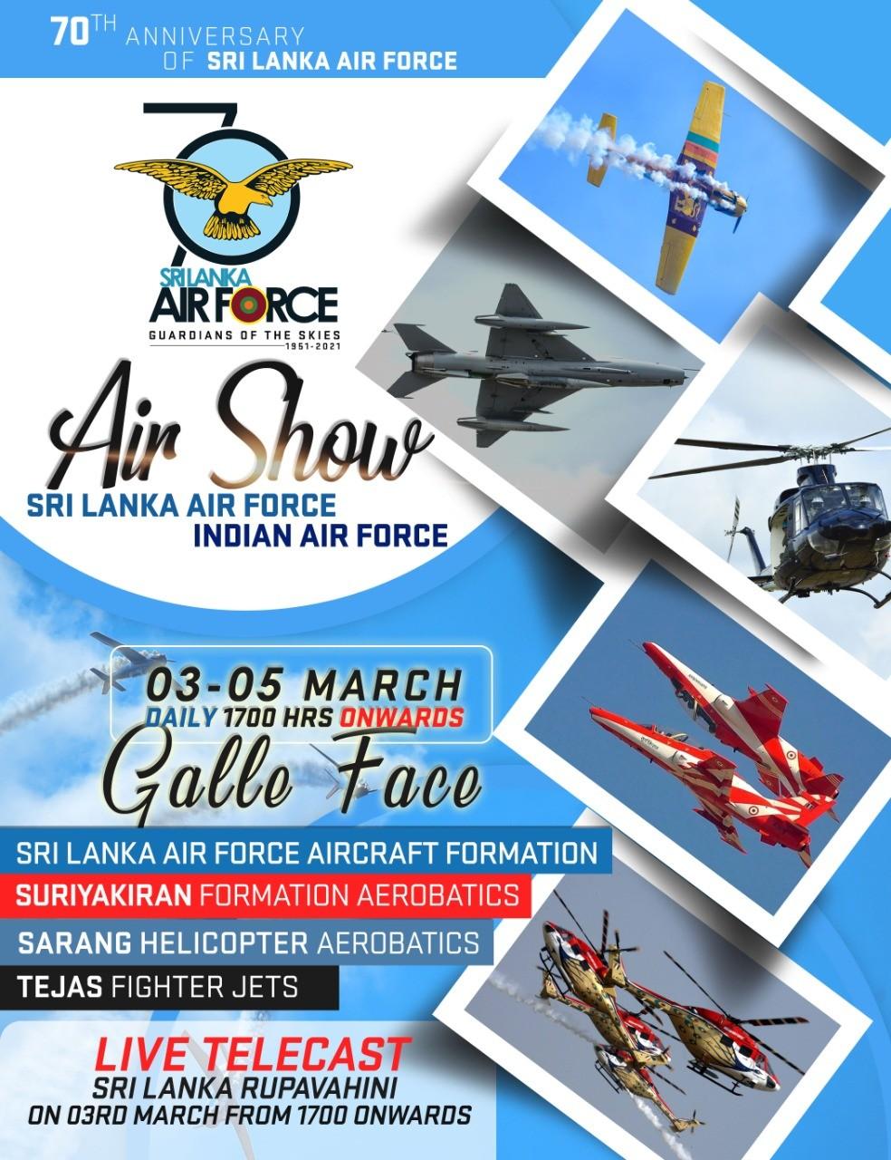 3.The Indian Air Force is participating in the Air Show of Sri Lanka Air Force (SLAF) in 2021.