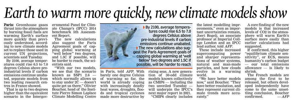 Climate Change (The Asian Age: 20190918) http://onlineepaper.asianage.com/articledetailpage.aspx?