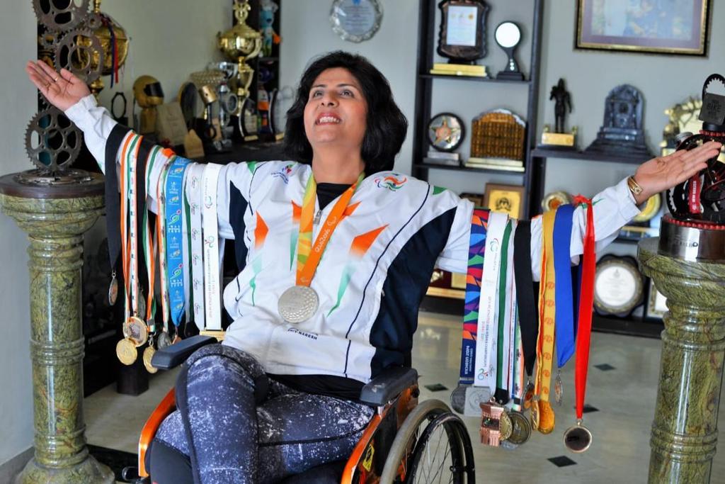 Deepa Malik, the first Indian woman to win a medal in Paralympics, was conferred the Rajiv Gandhi Khel