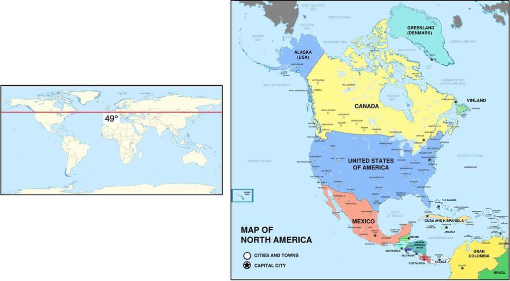 49 th Parallel Demarcated after the Anglo-American Convention of 1818 and the