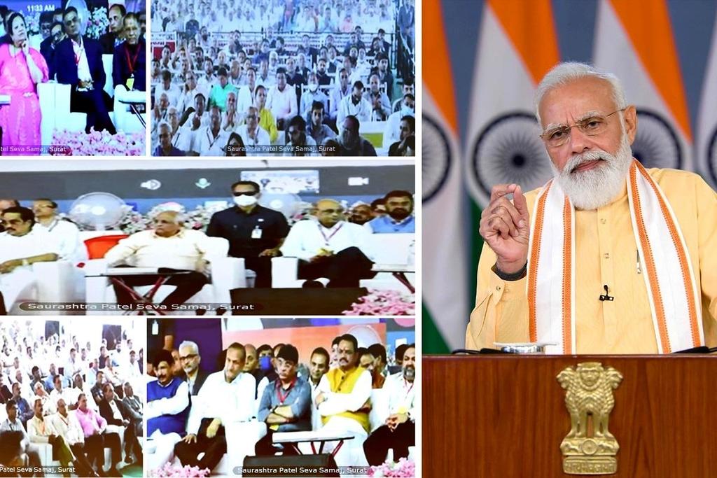 News Highlights Prime Minister Narendra Modi performed the Bhoomi Poojan ceremony of Hostel Phase-1 built by Saurashtra Patel Seva Samaj in Surat via