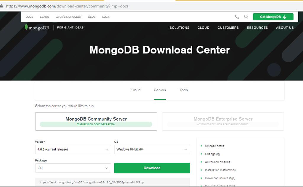 MongoDB क install करन जनम न ललक क ब र ईज़र पर प स ट कर य आसक open कर https://docs.mongodb.