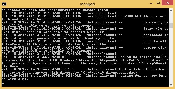 MongoDB क start करन म ह mongodb क installer ज रगबग 190 MB क ह इसक इनस ट र कयन ऩय मह program