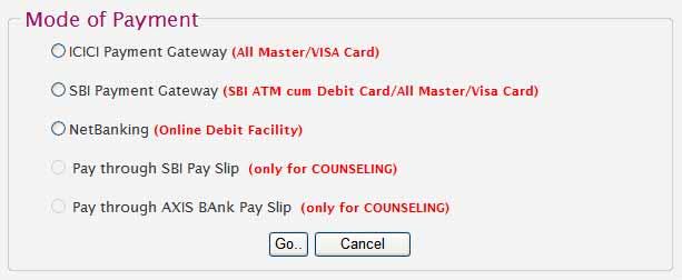 अपन Payment Gateway च न ICICI Payment Gateway - कस भ पर क र क MASTER / VISA Card क लए SBI Payment Gatewat - कस भ पर क र क MASTER / VISA / MAESTRO Card क लए NetBanking - State Bank of India / AXIS